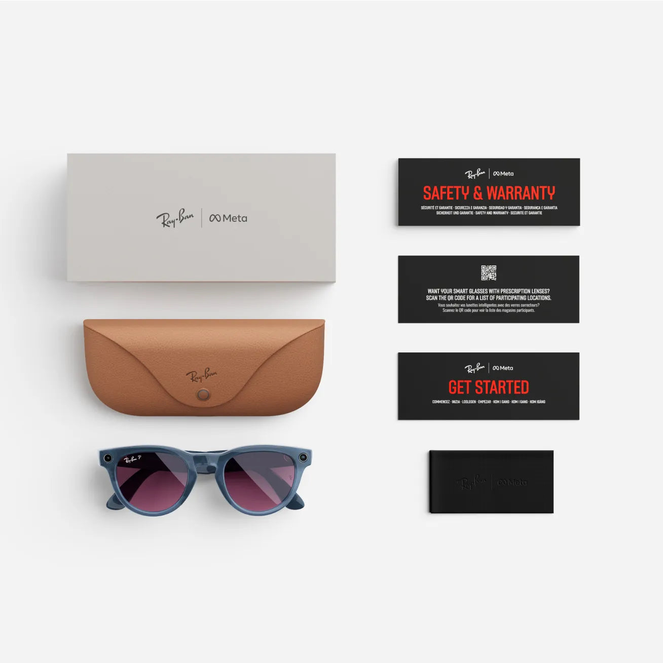 Ray-Ban Meta Headliner Gen 1 - (F) Shiny Jeans Transparent - (L) Dusty Red Polarised - (Standard)