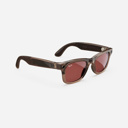 Ray-Ban Meta Wayfarer Gen 1 - (F) Shiny Warm Stone Transparent - (L) Watermelon Red Transitions - (Standard)