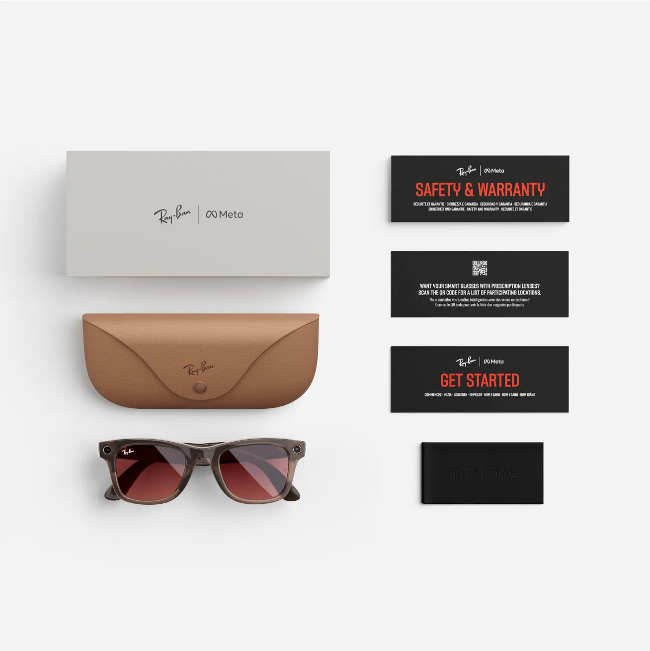 Ray-Ban Meta Wayfarer - (F) Shiny Warm Stone Transparent - (L) Watermelon Red Transitions - (Large)