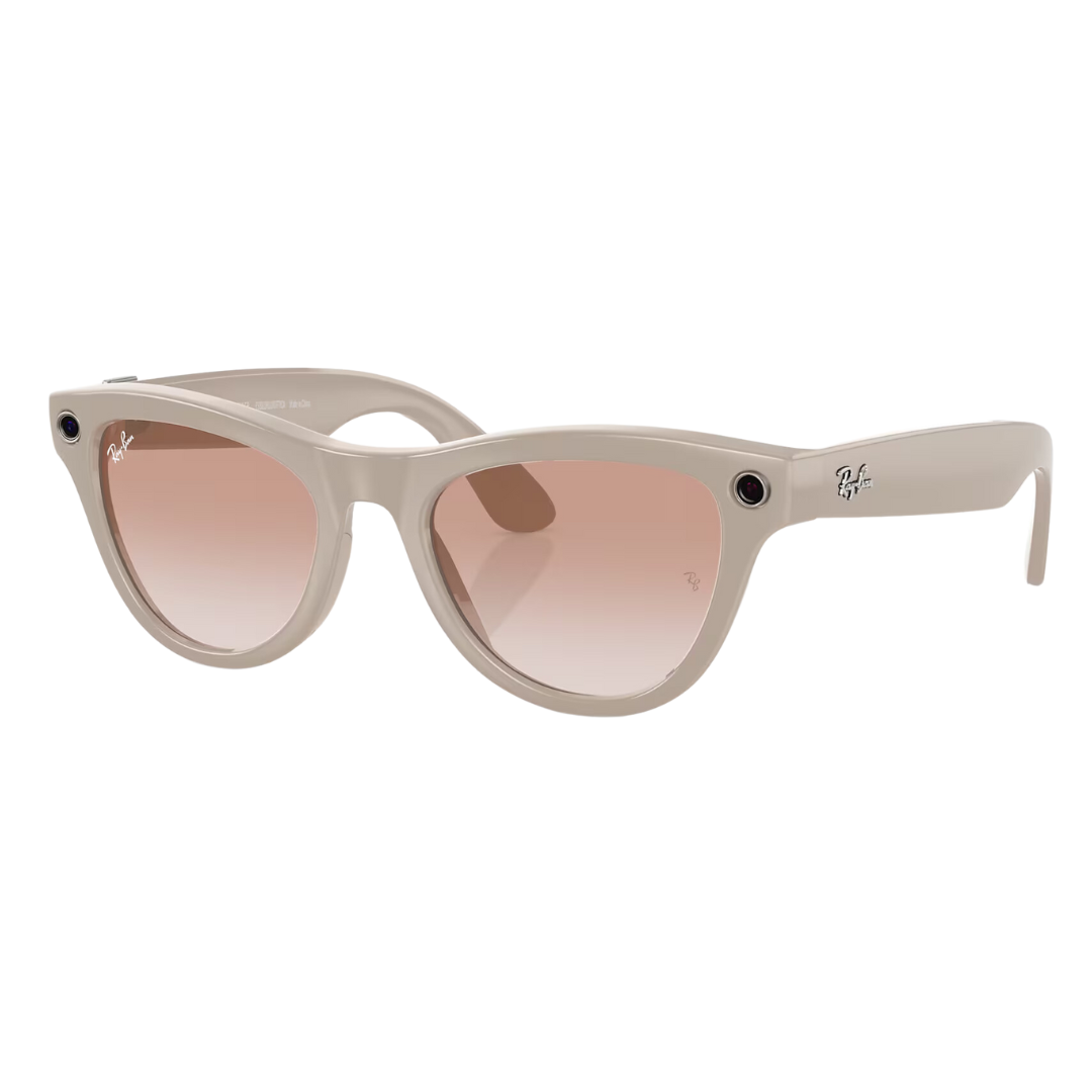 Ray-Ban - Meta Smart Glasses - Skyler - Shiny Chalky Gray / Cinnamon Pink