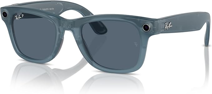 Ray-Ban Meta - Wayfarer (Large) Polarised Smart Glasses - Dusty Blue