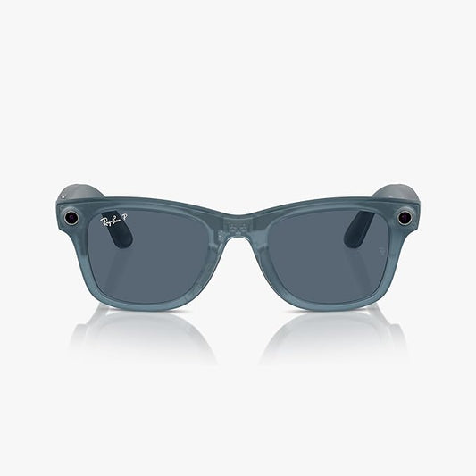 Ray-Ban Meta - Wayfarer (Large) Polarised Smart Glasses - Dusty Blue