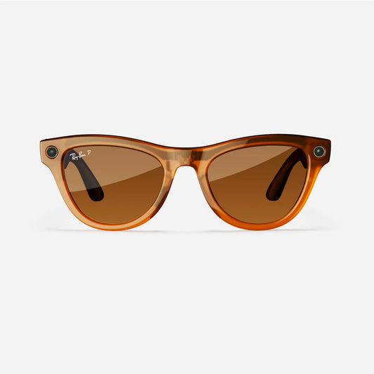 Ray-Ban Meta Skyler Gen 1 - (F) Shiny Caramel Transparent - (L) Brown Polarised - (Standard)