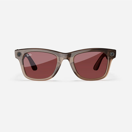 Ray-Ban Meta Wayfarer - (F) Shiny Warm Stone Transparent - (L) Watermelon Red Transitions - (Large)